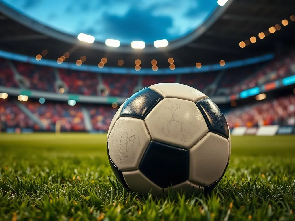 Piłka nożna na murawie oświetlonego stadionu, w tle trybuny pełne kibiców, atmosfera ważnego meczu Di Marii.
